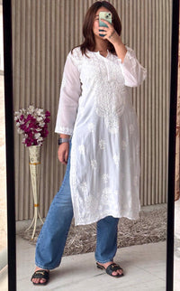 White Modal Cotton Kurta With plazzo