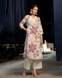 Pure Cotton Kurta plazzo in Floral prints