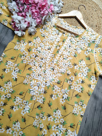 Lightweight Floral Print Summet Mulmul Kurta