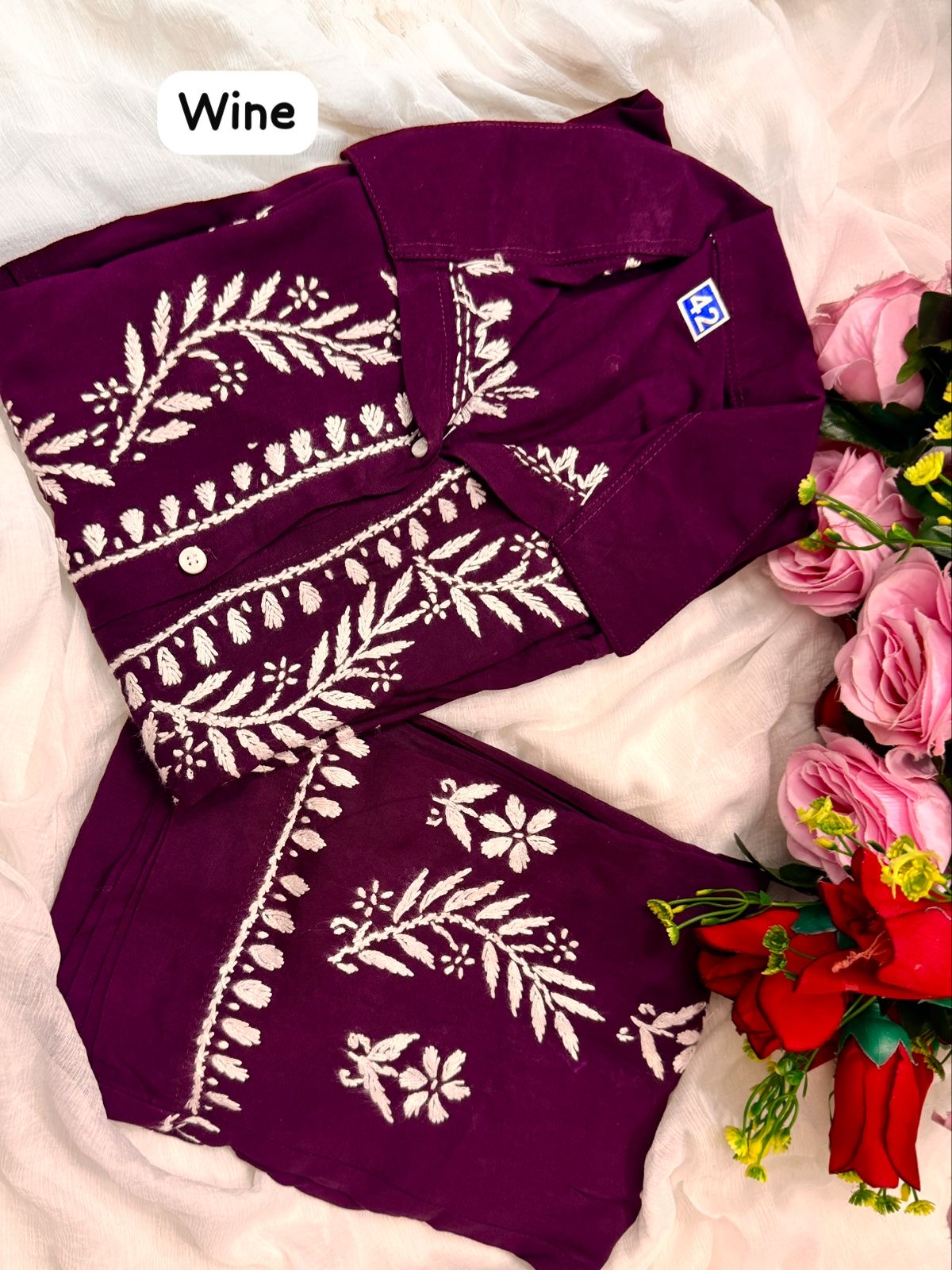 Modal Cotton Fine Embroidery Work Stylish Shirt Pant