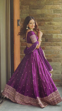 Purple Satin Silk Lehenga