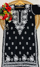 Lucknowi Chikankari Polister Thread Beautiful Ghas Patti Hand Modal Kurti