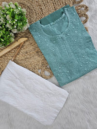 Exclusive chanderi dual shades machine work kurti