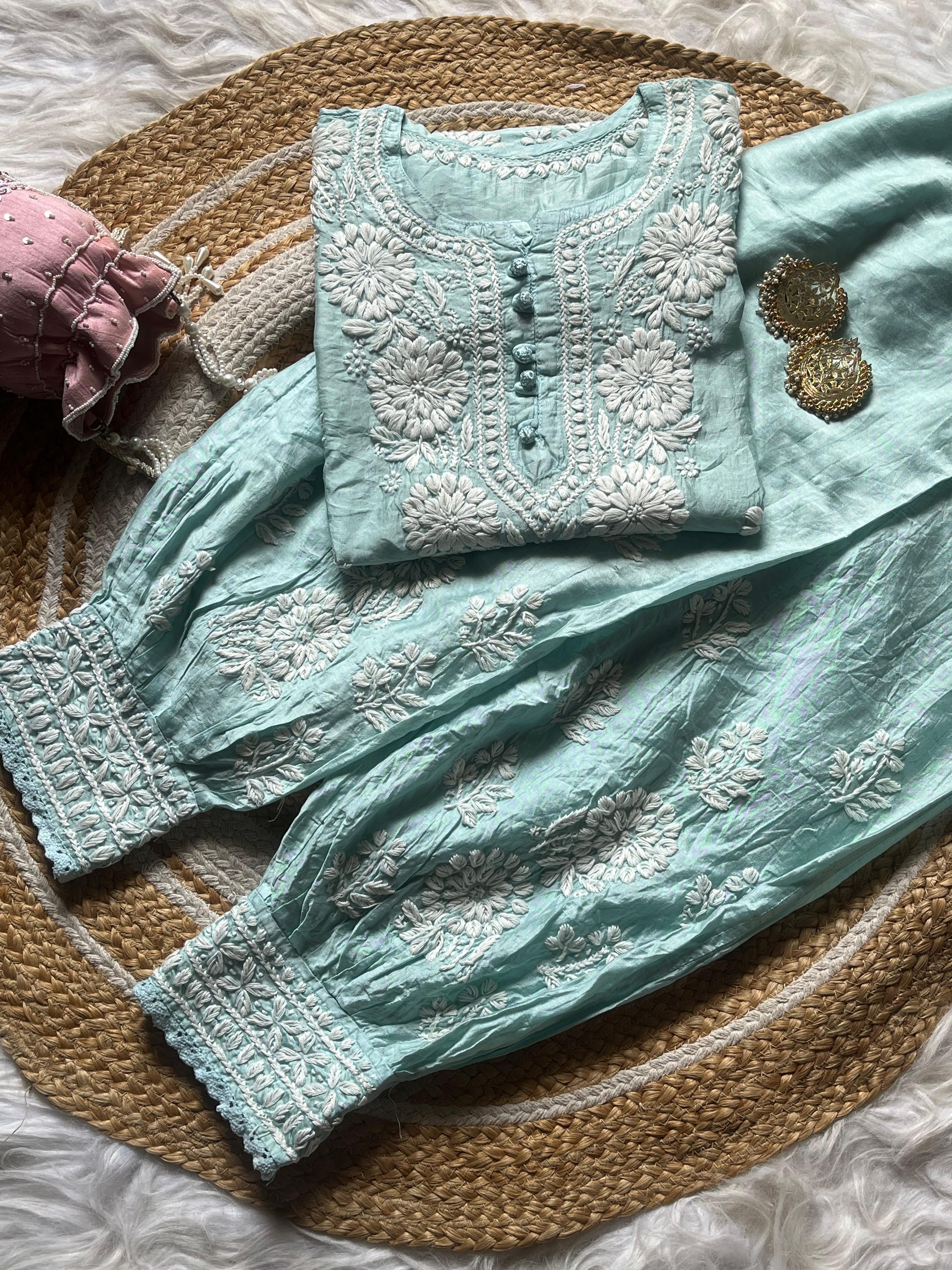 Butter soft chanderi Short Kurti with afghani pant