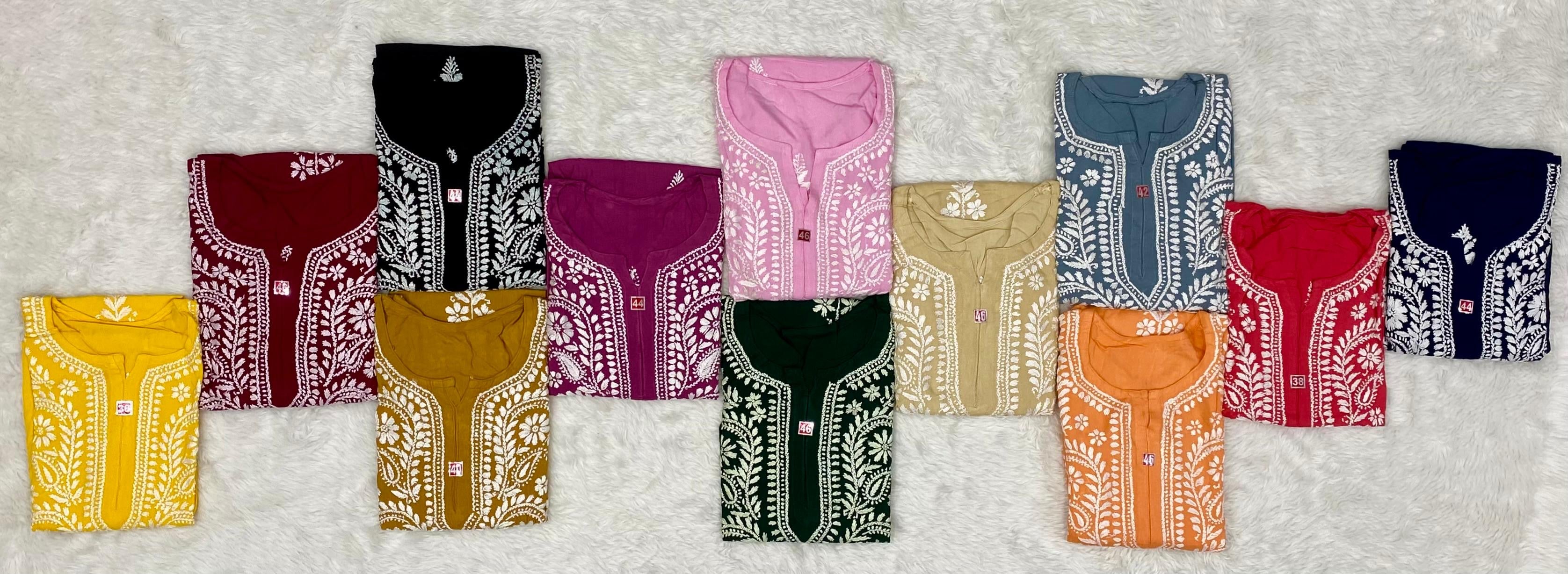 Rayon Soft Kurtis with White embroidery