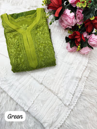 3d Lucknowi Ghaspatti Pure handwork Viscose Kurta with inner