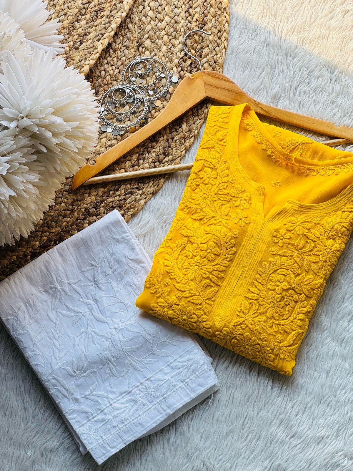 3d Luxe Viscose Flower Jaal Kurta