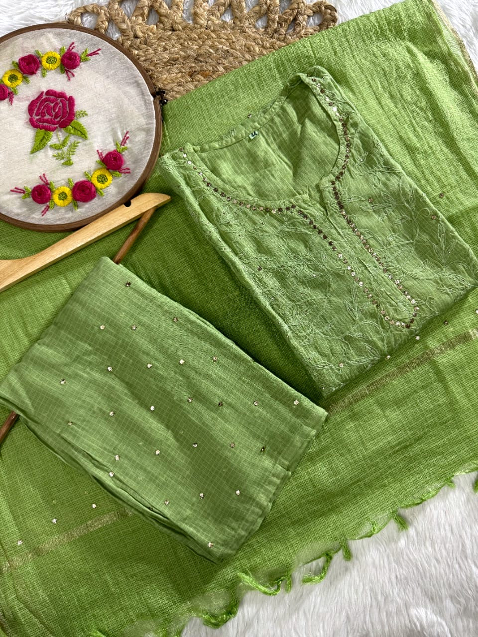 Kota 3pc Fully Muqaish Worked Set