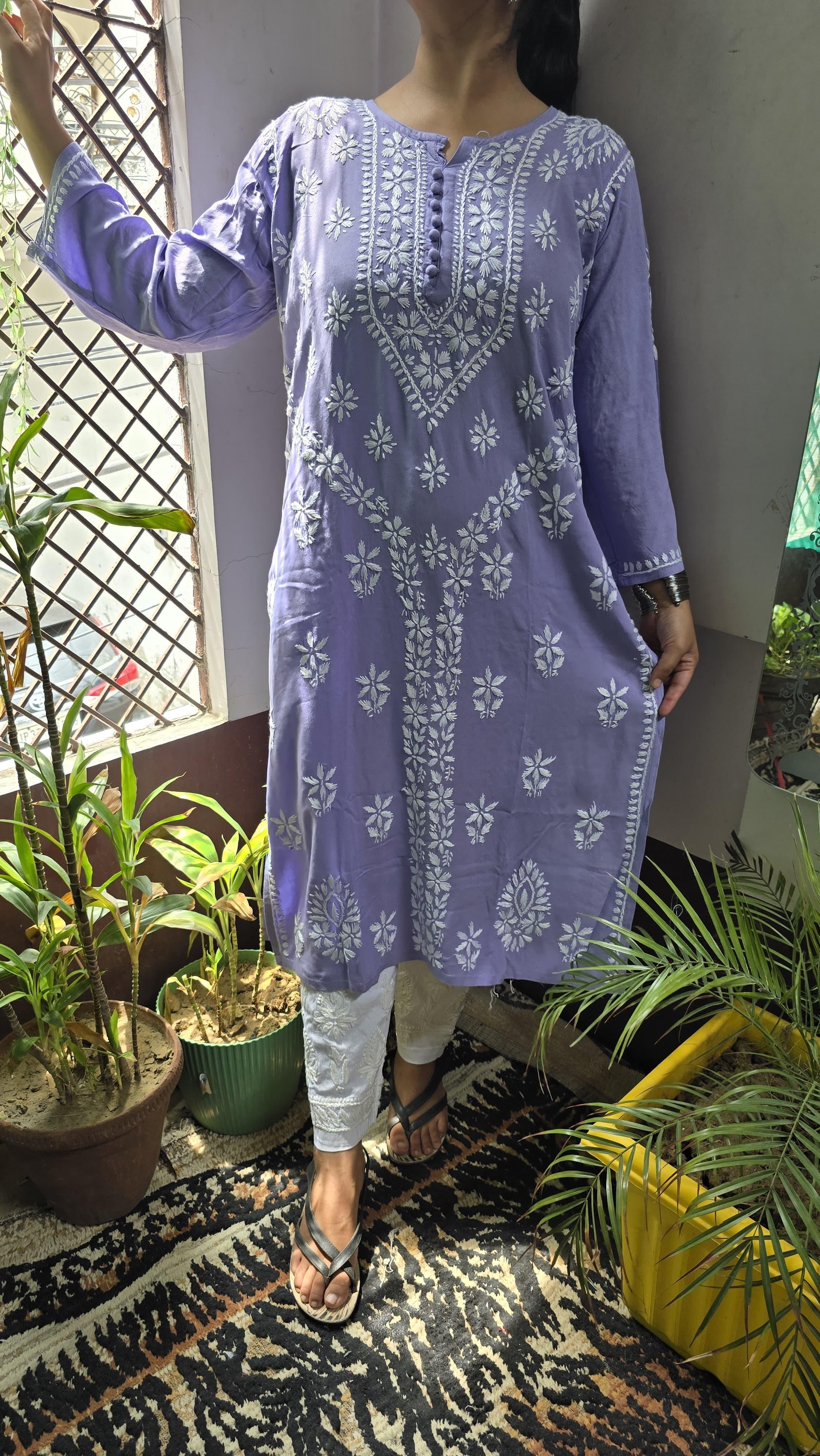 Rayon Hand heavy Work Kurti With pant