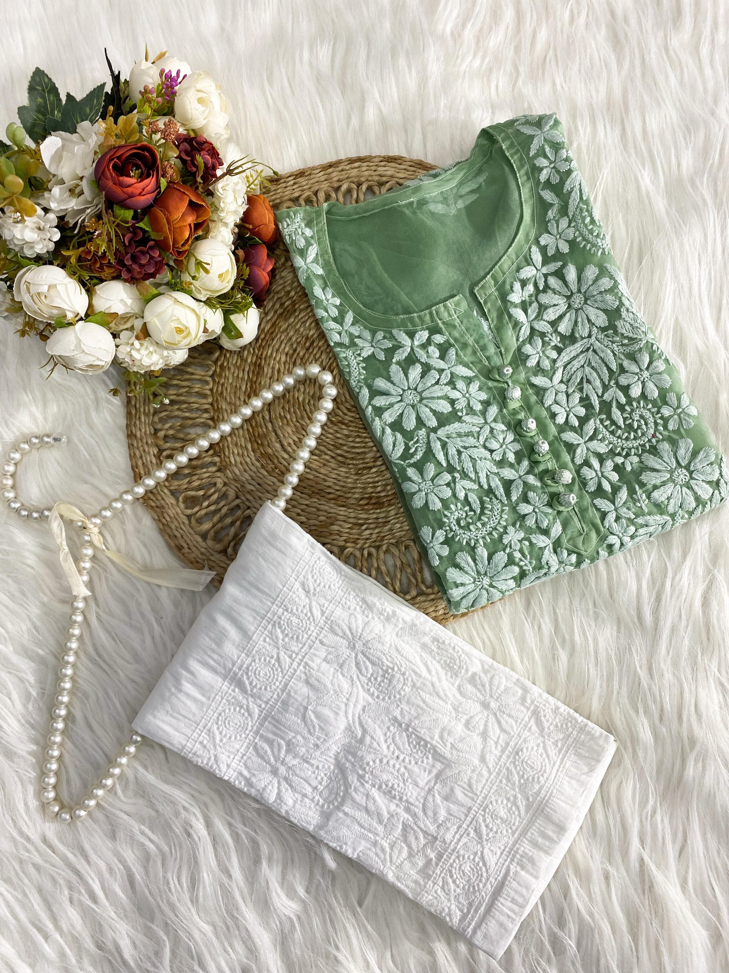 Khubsurat Chikankari Silk Organza kurta