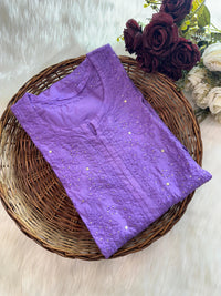 nyra chanderi mukaish kurti with bhakiya phanda work