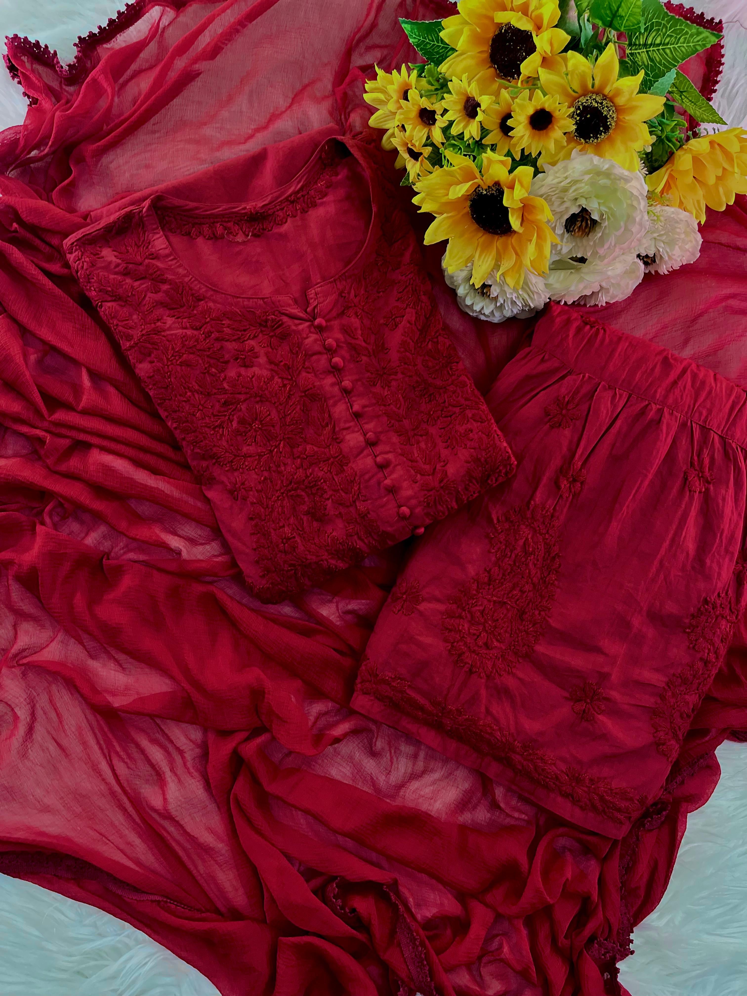 Luxe Wine Gharara 3pc Set