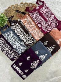 Sleeveless Rayon Kurti with Embroidery