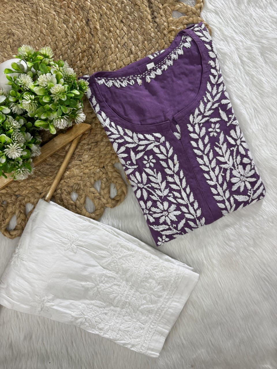 Rayon Long Chikan Kurtas