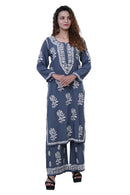 Modal Cotton Hand white thread embroidered Co-ord