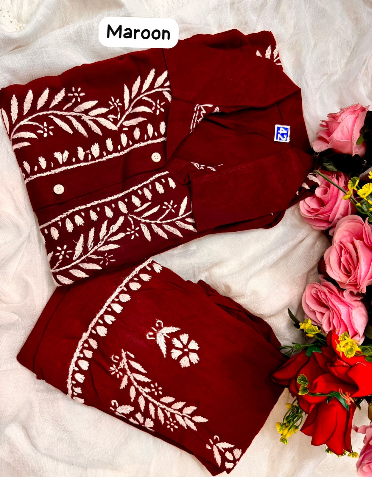 Modal Cotton Fine Embroidery Work Stylish Shirt Pant