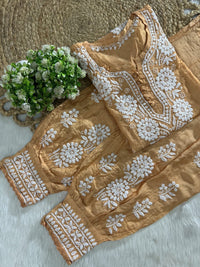 Chanderi Afghani Border Side less Set