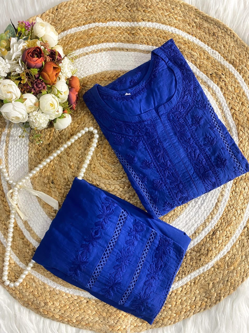 3D Worked mul Mul Chikankari Combo