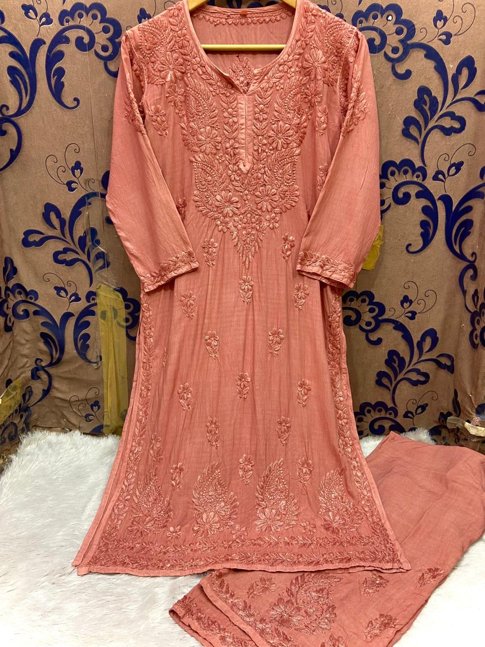 3D Work Plazzo Set Premium Heavy silky Reyon Kurti Plazzo Dupatta Set