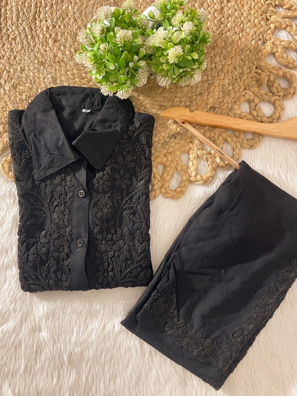 Tone To Tone Rayon Co-ord Shirt With Pant