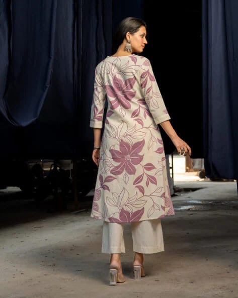 Pure Cotton Kurta plazzo in Floral prints