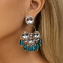 Ocean Blue Sparkle Silver Jhumka
