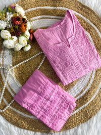 3D Worked mul Mul Chikankari Combo