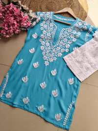 Summer Essential Daily / College / Office Wear Chikan Short Tops