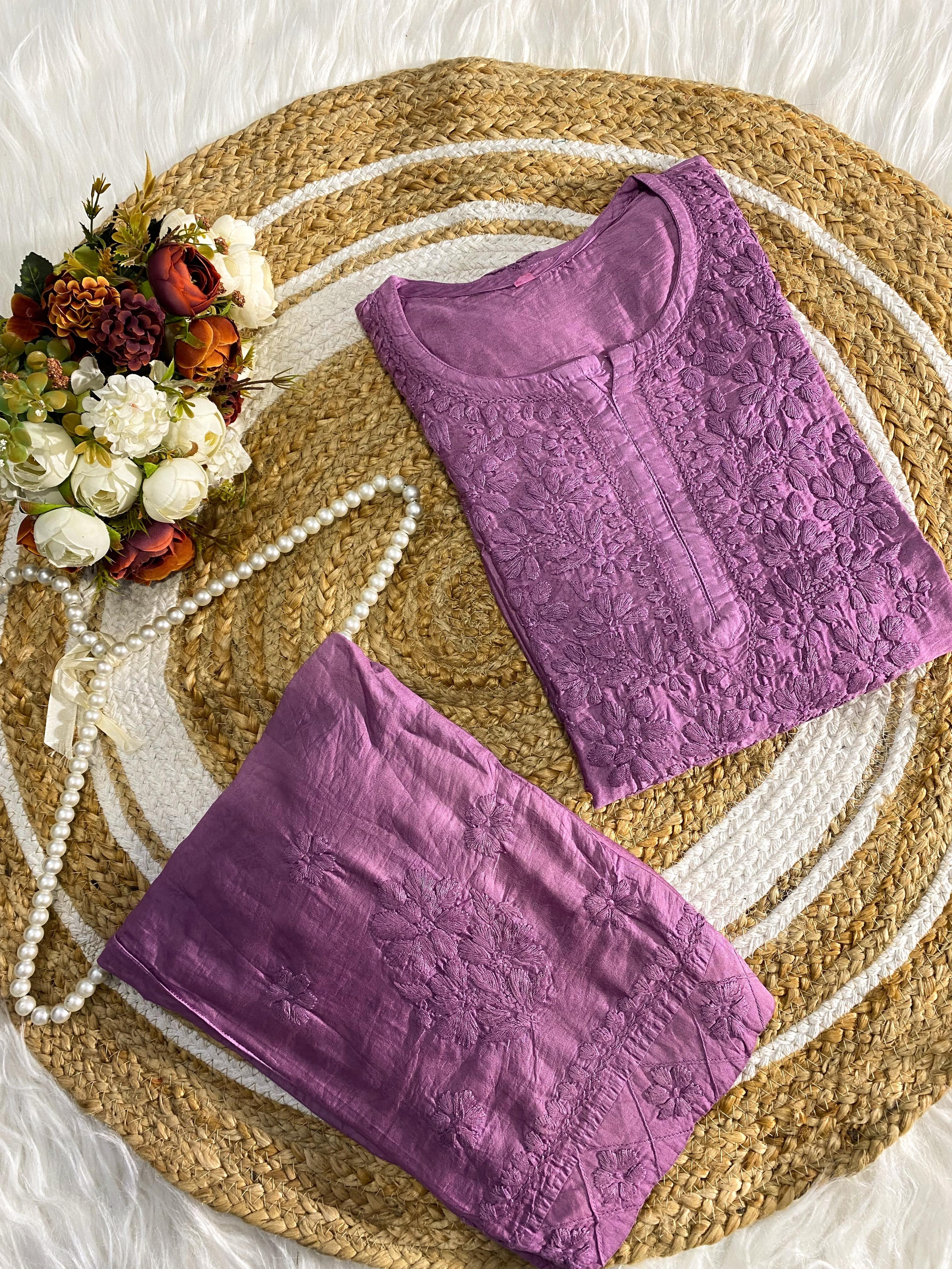 Alfaaz Handworked Chanderi Co-ord Chikankari Set