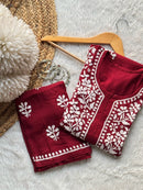 Premium rayon Crafted With Hand white embroidery combo