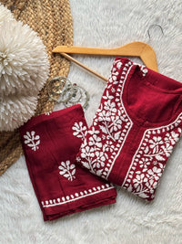 Premium rayon Crafted With Hand white embroidery combo