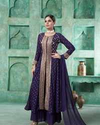 5mm Sequence Work Open Gown plazzo Dupatta