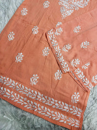 Lucknawi Heavy work Rayon Kurti with Free size plazzo