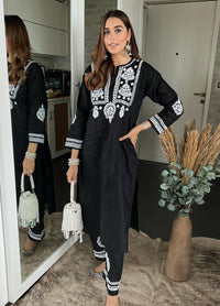 Pure mul cotton heavy rich work designer piece co-ord set