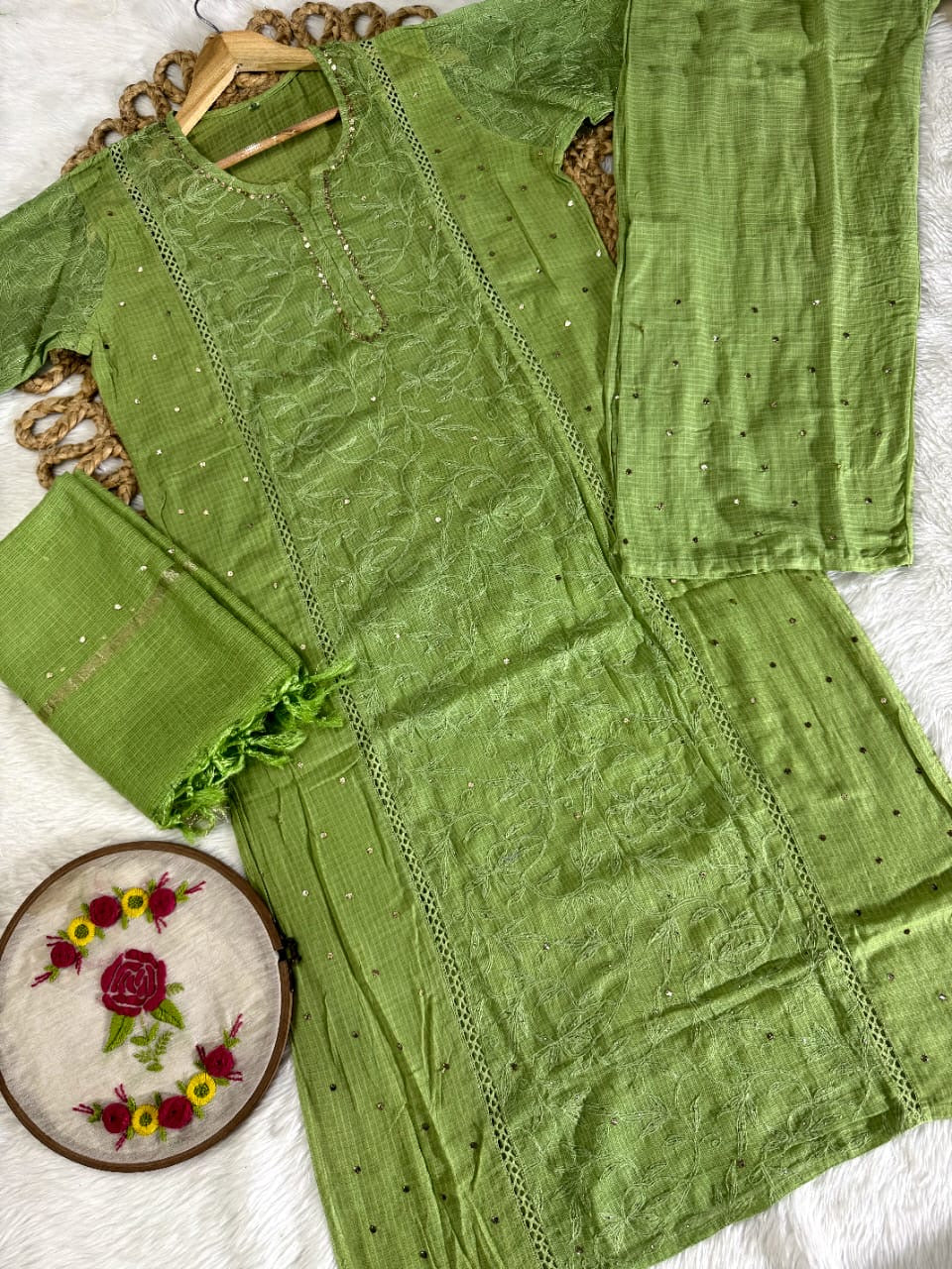 Kota 3pc Fully Muqaish Worked Set