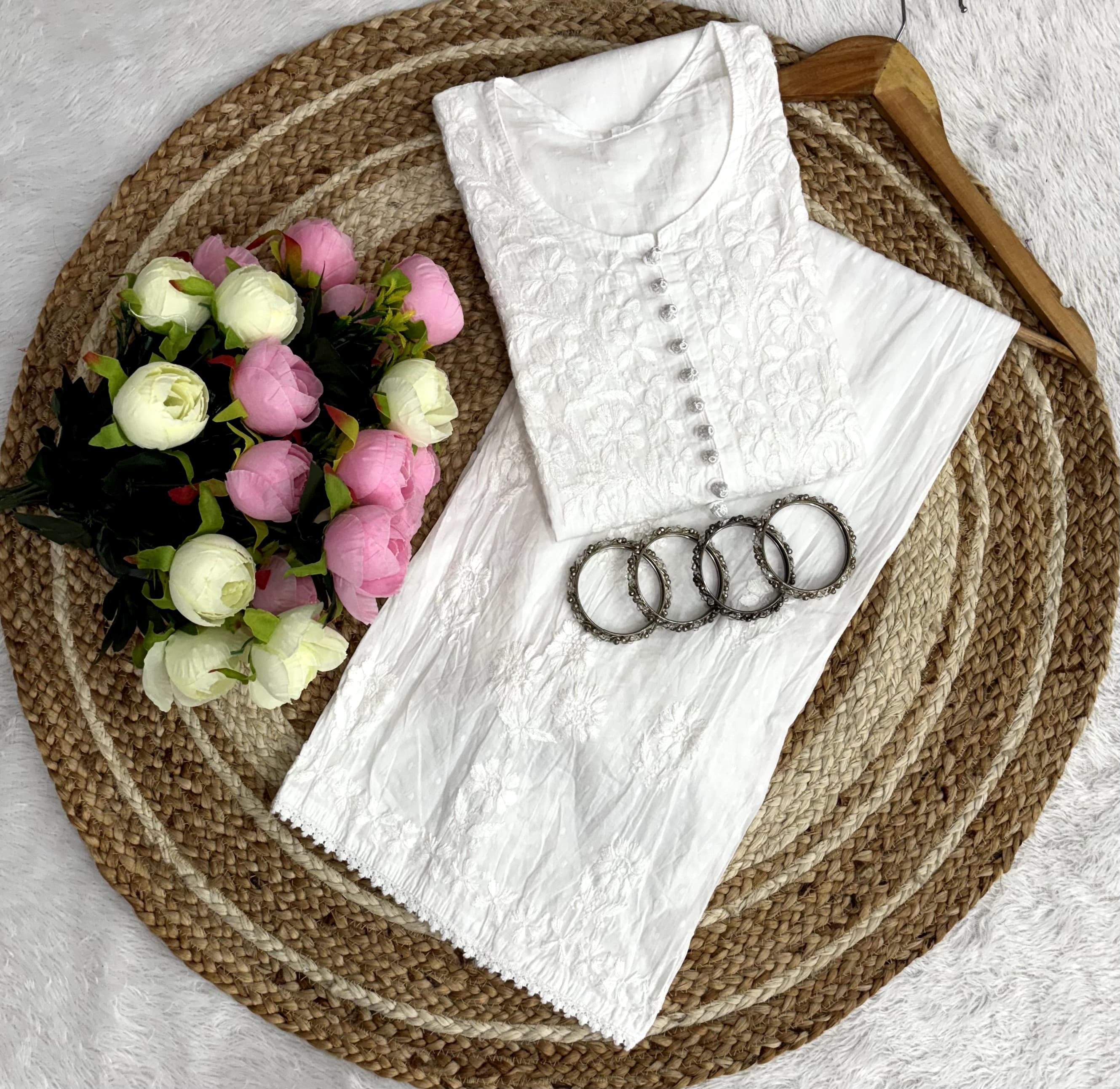 Lace Design Ghaspatti 3d worked chikankari