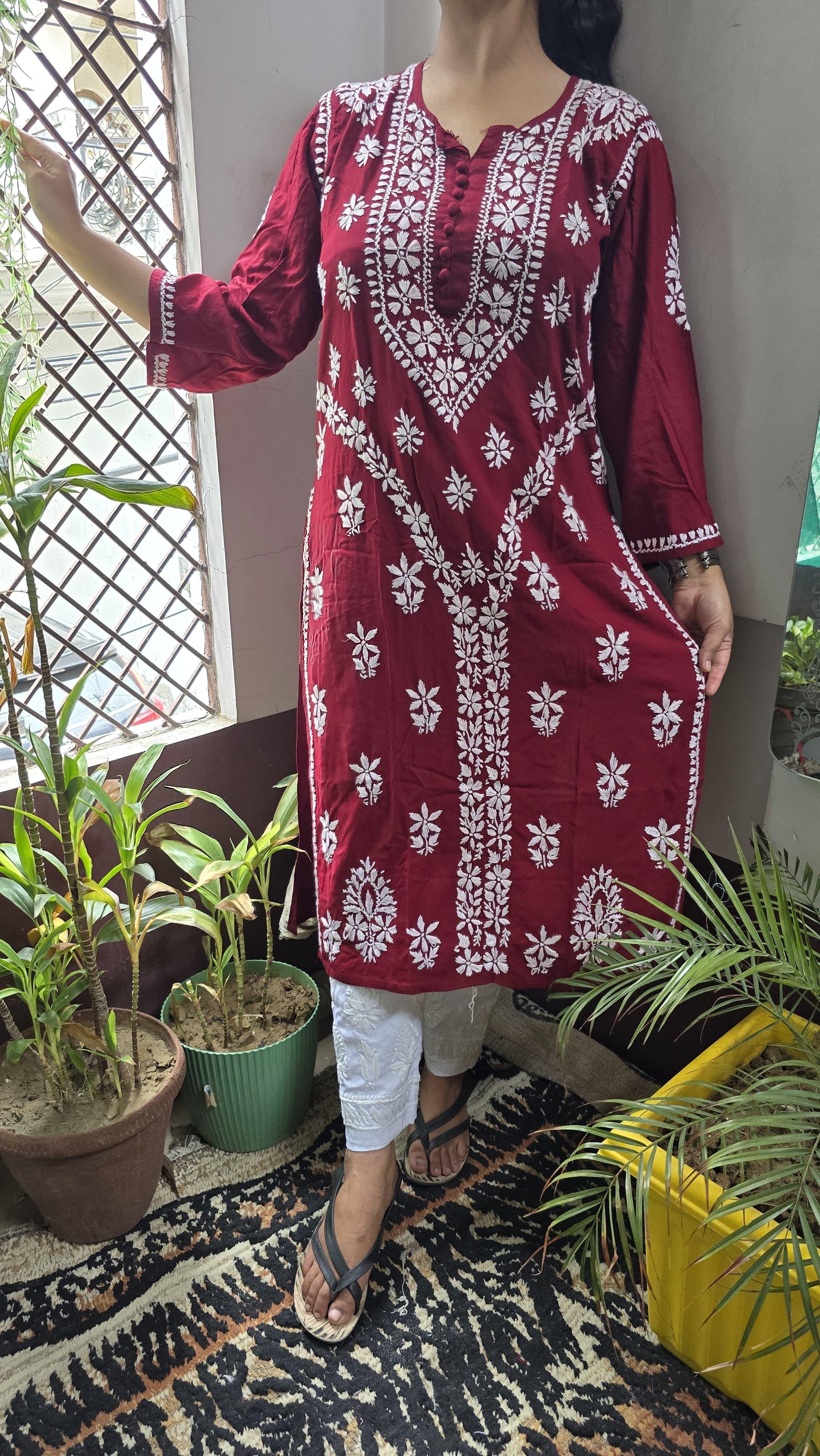 Rayon Hand heavy Work Kurti With pant