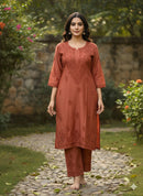 Zara Dyeable Kurta plazzo Set with Fine embroidery