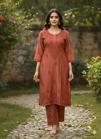 Zara Dyeable Kurta plazzo Set with Fine embroidery