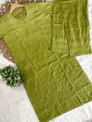 Soft Dual Machine work Shaded Kurti Set