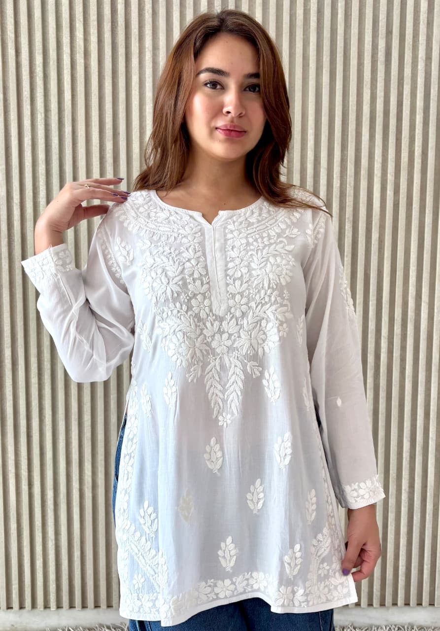 Soft & Breezy Modal short Top whiee tee