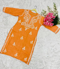 Rayon Soft Kurtis with White embroidery