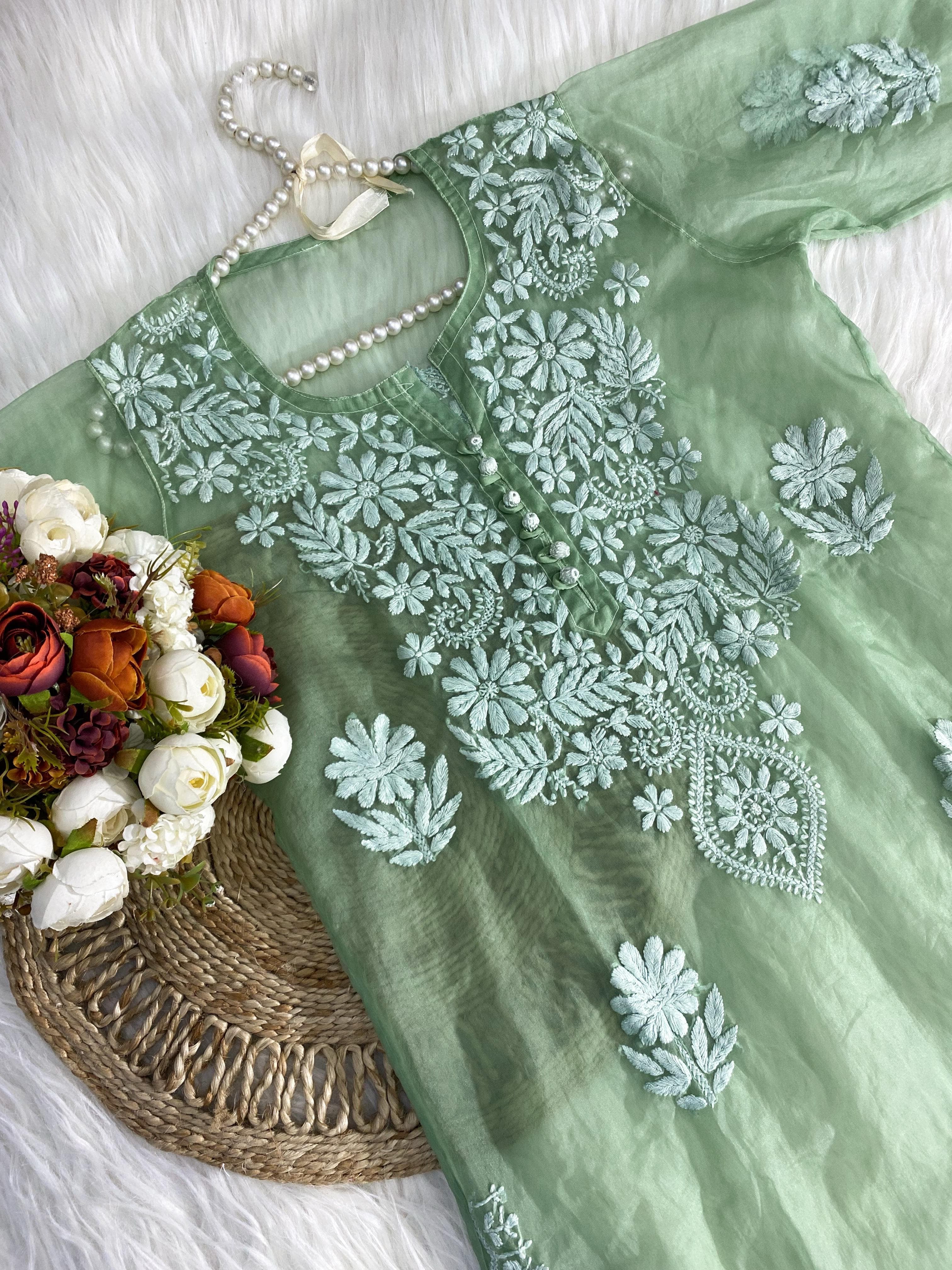 Khubsurat Chikankari Silk Organza kurta