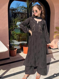 Iddat Muqaish Work Fine Handwork Lucknowi Kurta Plazo 2pcSet