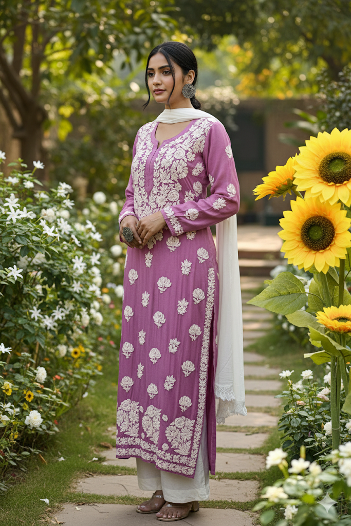 Viscose 3d Work Detailed Worked Kurta Only