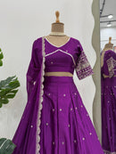 Purple Satin Silk Lehenga