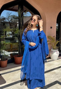 Iddat Muqaish Work Fine Handwork Lucknowi Kurta Plazo 2pcSet