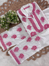 Mul Cotton Co-ord Set Short Kurta Pant