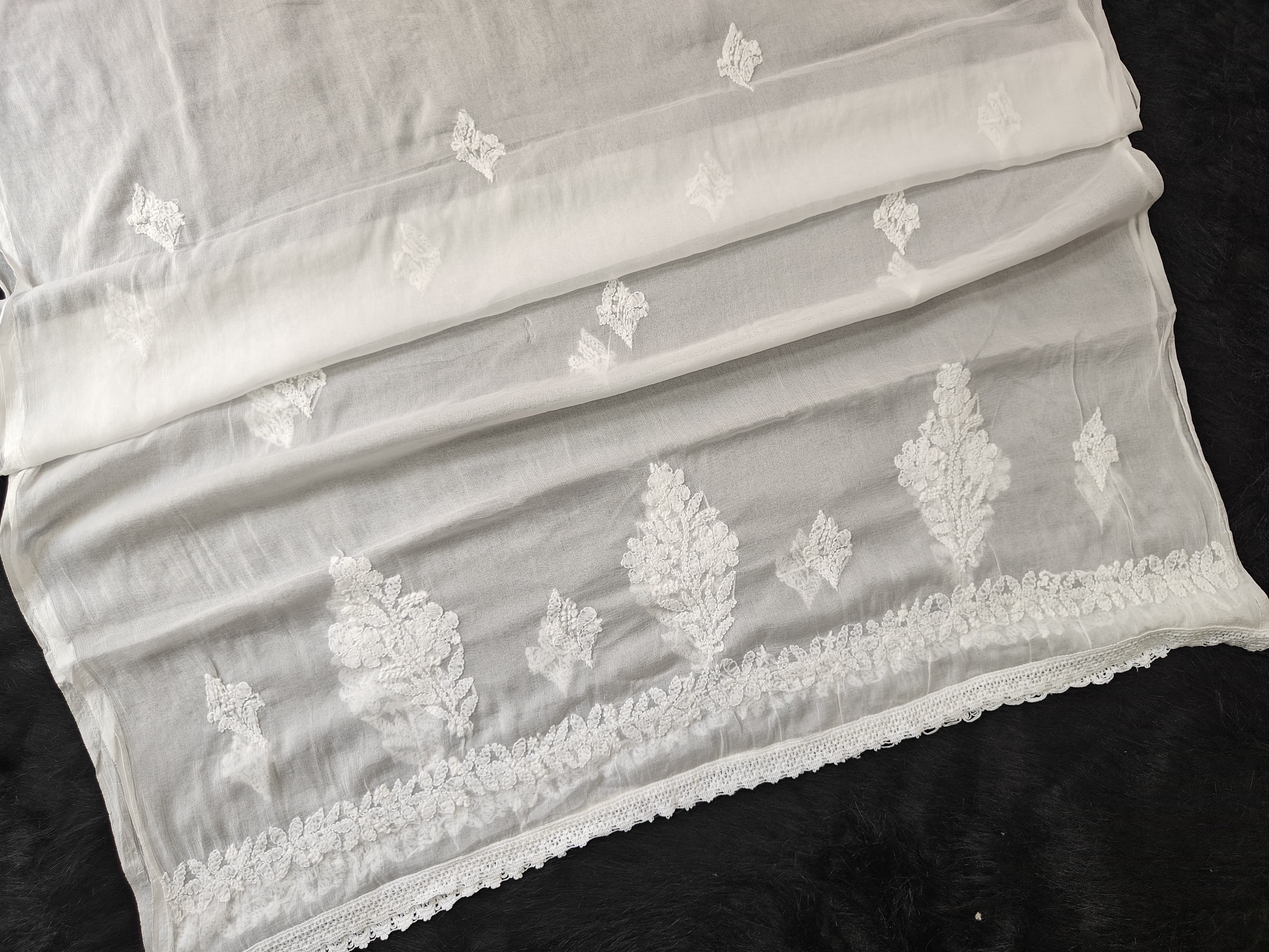 Chiffon Dupatta With Border Lace