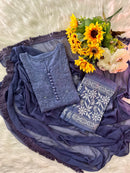 Zoya 3pc Dobby Cotton Muqaish Viral Set